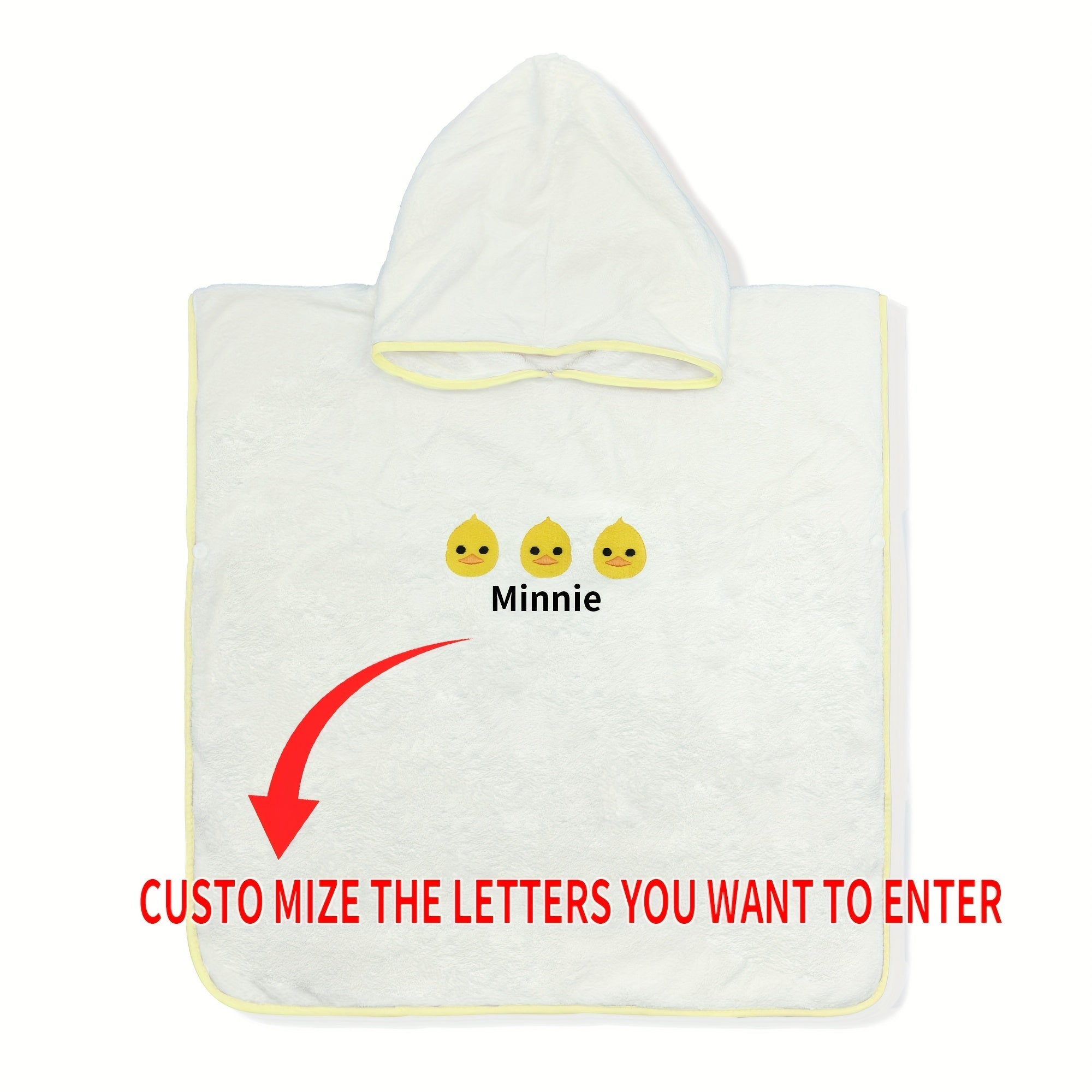 Personalized Children's Hooded Bath Towel and Blanket with Animal Embroidery