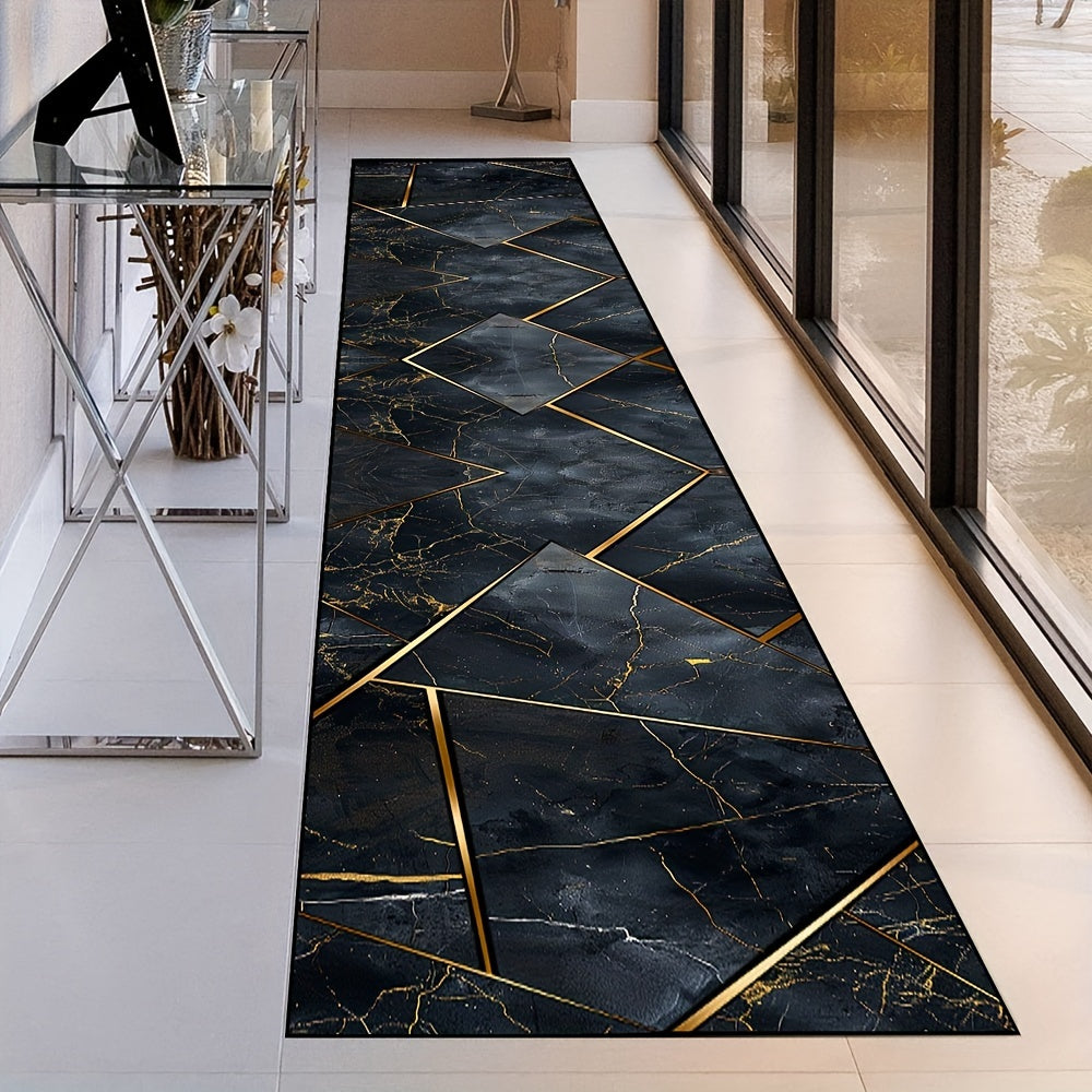 Alfombra de corredor de poliéster antideslizante lavable de pelo bajo resistente a manchas para sala de estar y cocina