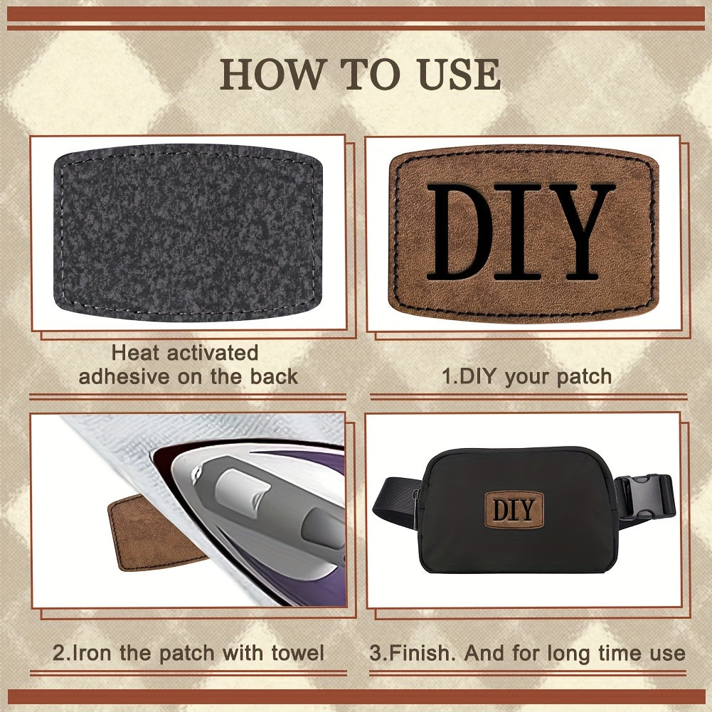 60 Pieces of Brown Leather Hat Patches with Adhesive for Hats Jackets and Backpacks