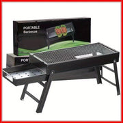 Portable Folding Charcoal Grill with Mesh Top and Side Shelves for Camping and Outdoor Cooking