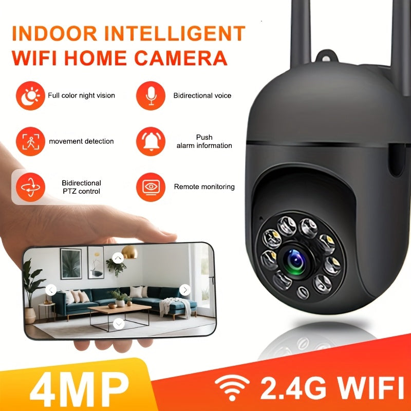 4MP WiFi Внутренняя камера видеонаблюдения с панорамным обзором 355° PTZ, ночным видением, двусторонним звуком, оповещениями о движении