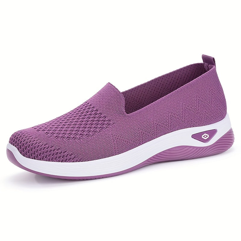 Women’s Slip-On Sneakers Black Cushioned PVC Sole All-Season Walkers
