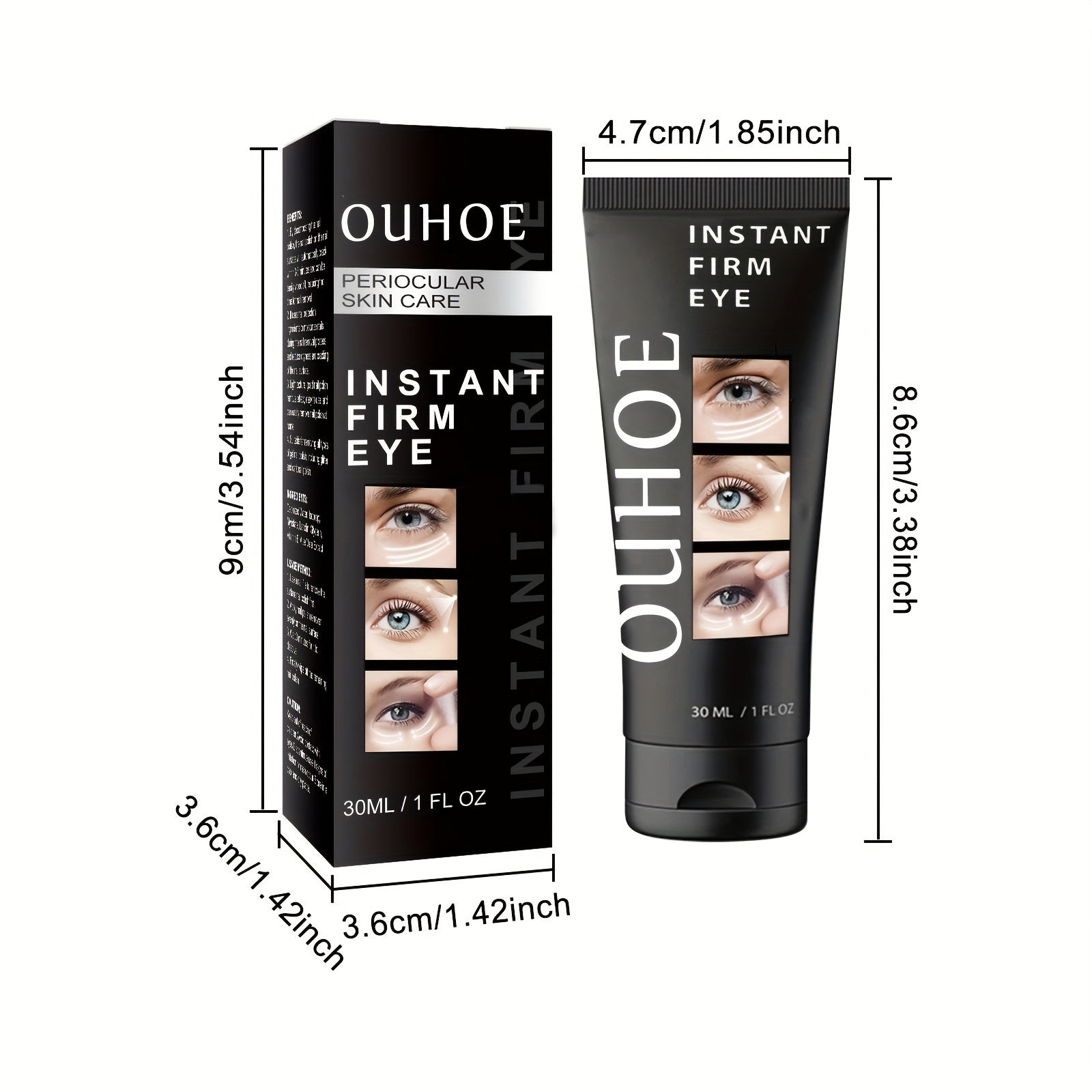 OUHOE Instant Eye Tightener Cream barcha teri turlari uchun. Niacinamide va Gialuron kislotasi bilan mustahkamlovchi va namlantiruvchi. Hidi yo'q, ko'z konturini va namlik darajasini oshiradi, kundalik foydalanish uchun.