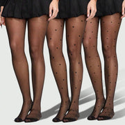 Teen Sheer Heart Pattern Thigh High Pantyhose All-Season Woven Fabric