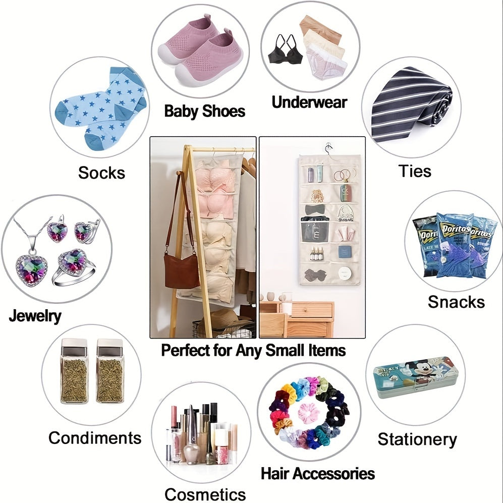 Double-Sided Closet Organizer with Mesh Pockets for Wardrobe Storage Space-Saving Bag
