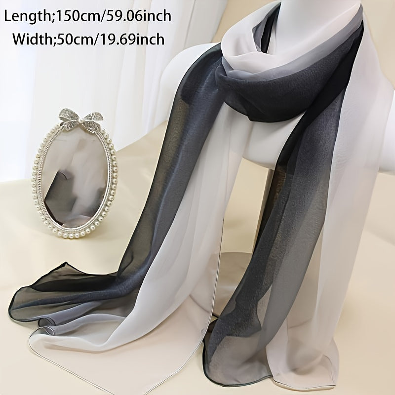 Gradient Color Gauze Scarf for Women Lightweight Summer Shawl Breathable Wrap