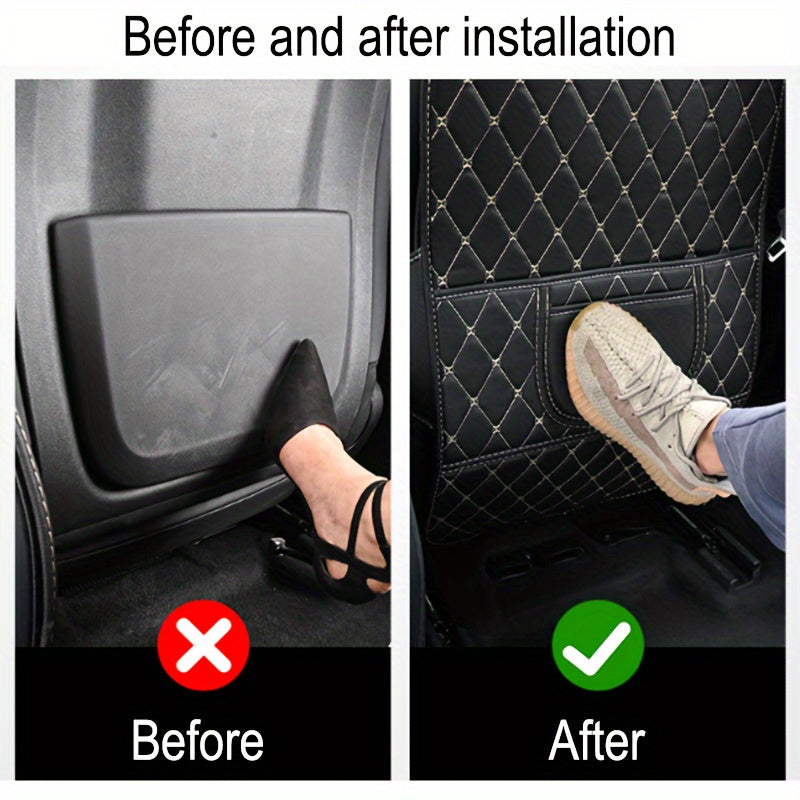 Kids Car Seat Back Cover Protector Faux Leather Kick and Scratch Guard with Safety Belt