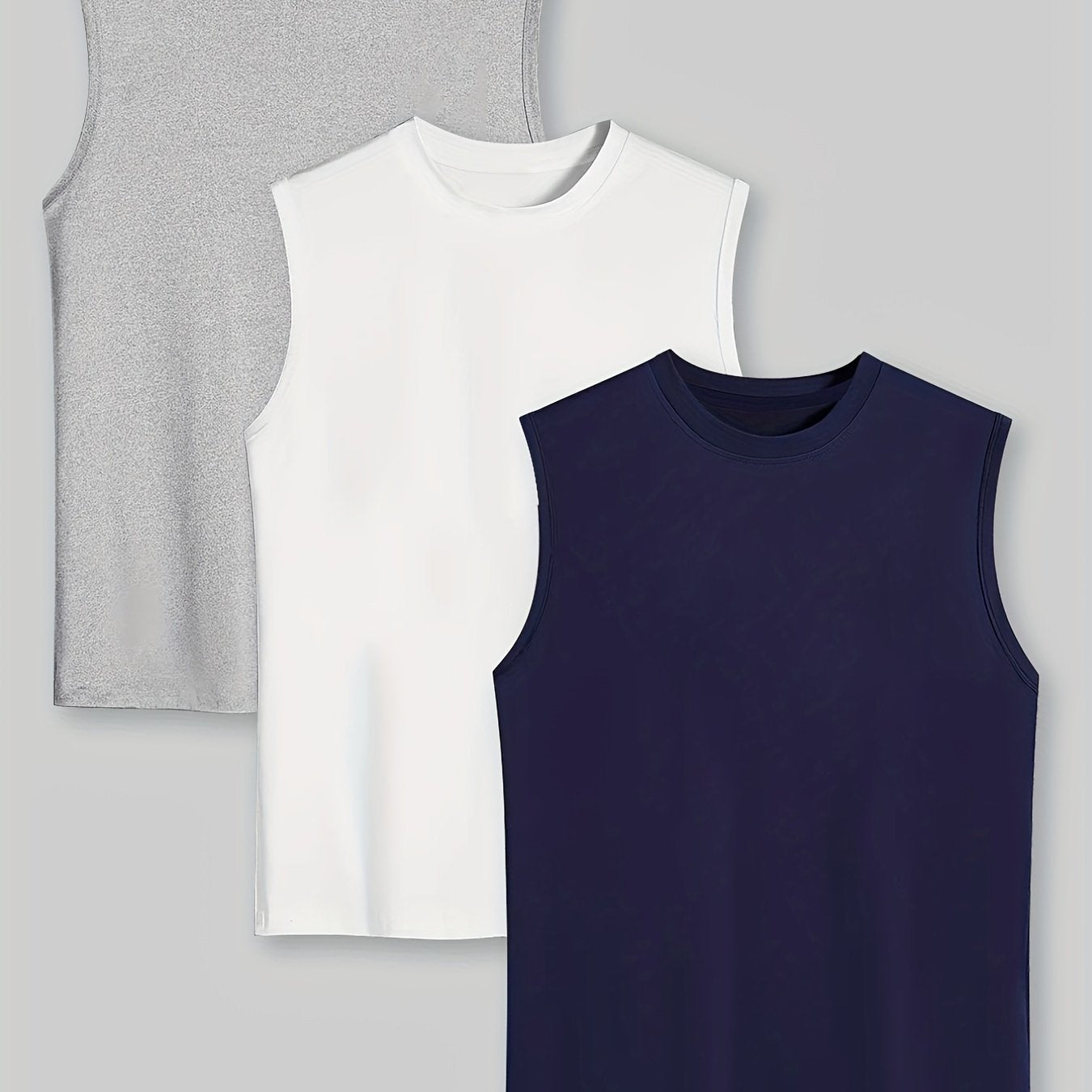 Adult Crew Neck Vest with Collar in Solid Colors Polyester Knit