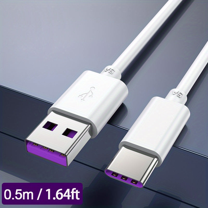 65W USB C Fast Charging Cable for Mobile Phones Data Transfer Durable Flat PVC