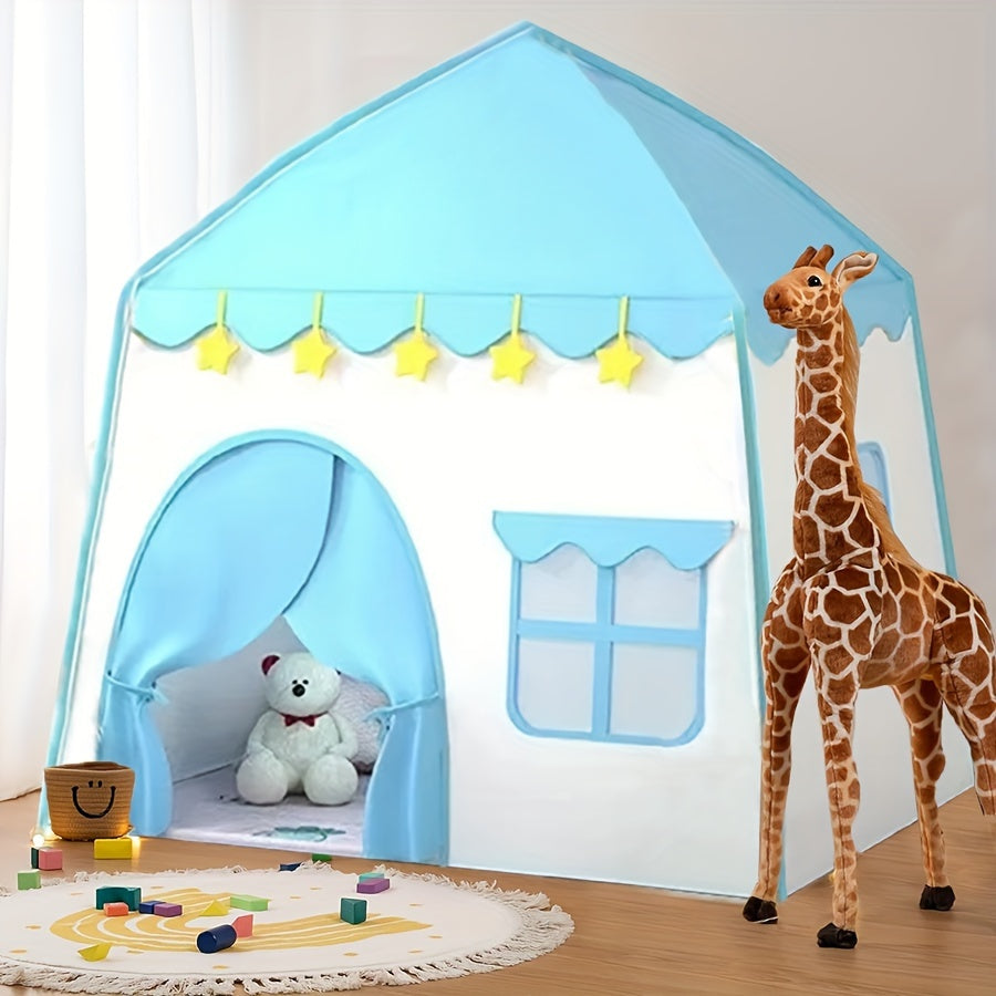 Kichkintoylar uchun keng katta ko'k yulduz malika palatasi - tug'ilgan kunlar yoki bayramlar uchun ideal sovg'a, mustahkam polyester material, tozalash oson, ijodiy o'yinlar yoki ochiq havoda partiyalar uchun mukammal.