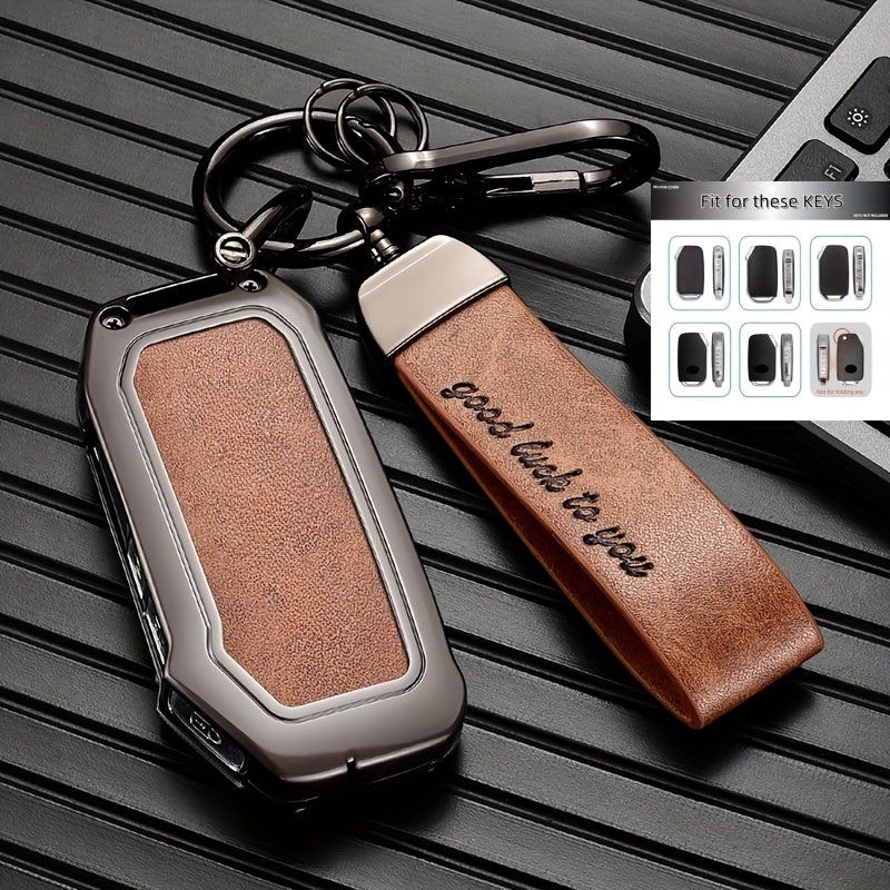 Universal Zinc Alloy Key Fob Cover with Lanyard for Car Key Protection