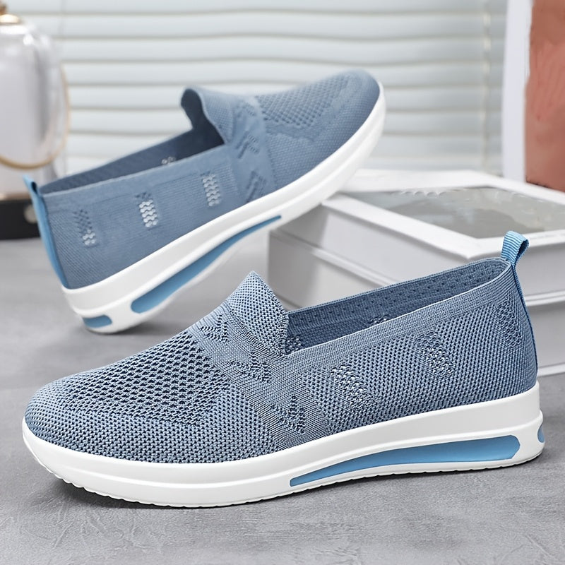 Women's Breathable Woven Sneakers Low Top Casual Shoes Solid Colors