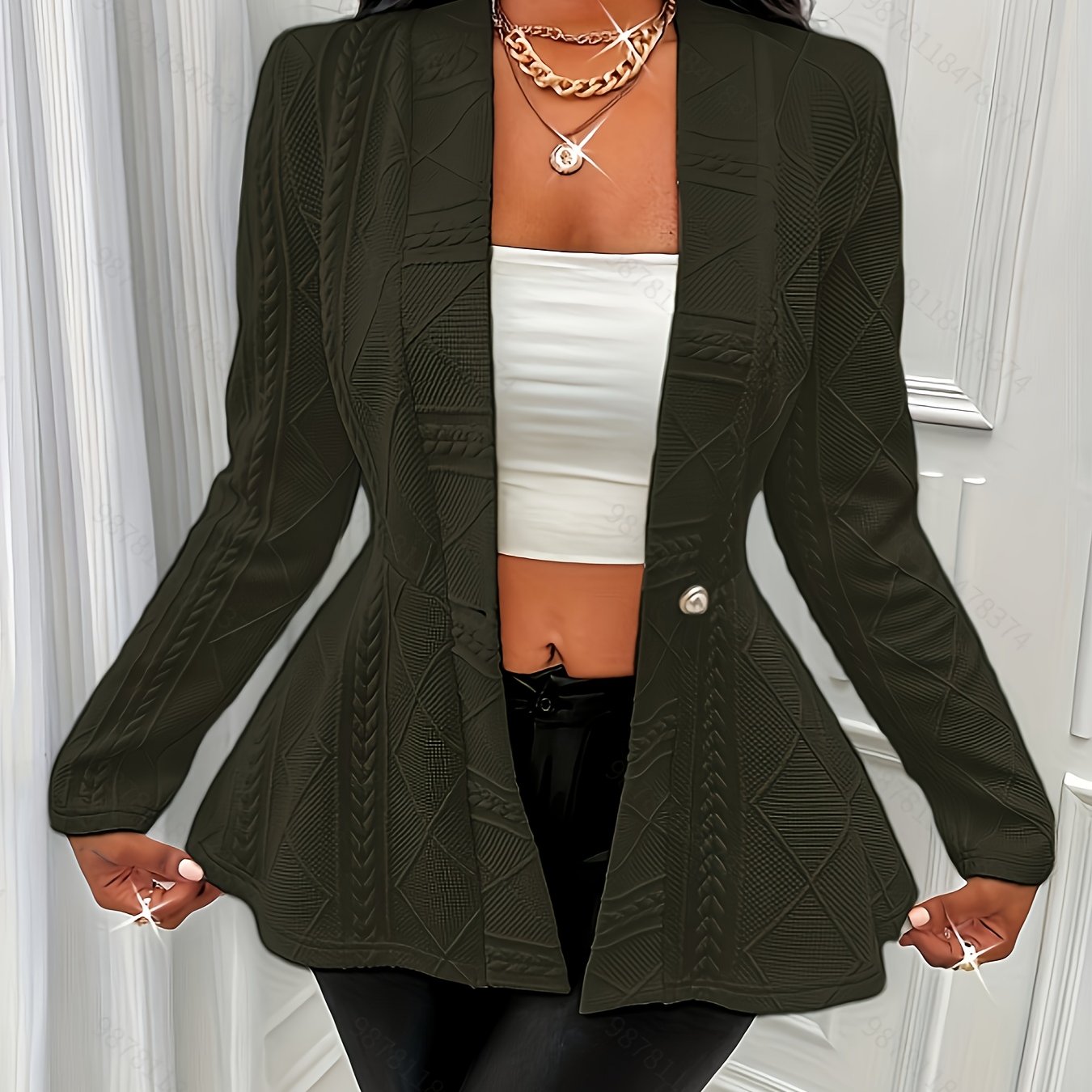 Plus Size Women's Long Sleeve Cardigan Open Front Lightweight Sweater All-Season Layering