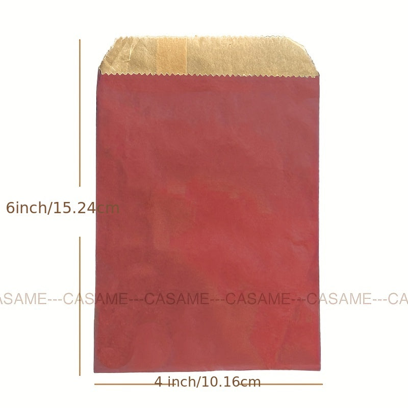 50pcs Kraft Paper Bags 15x10cm Wave Dot Brown and Wine Red for Gifts and Events