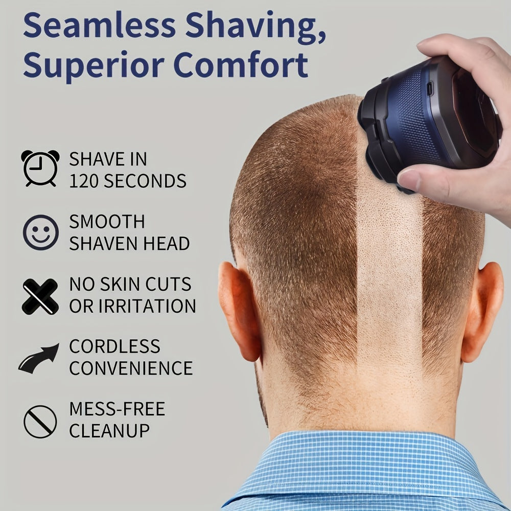 Electric Bald Head Clipper with LED Display Cordless Rechargeable 6 Blades Travel