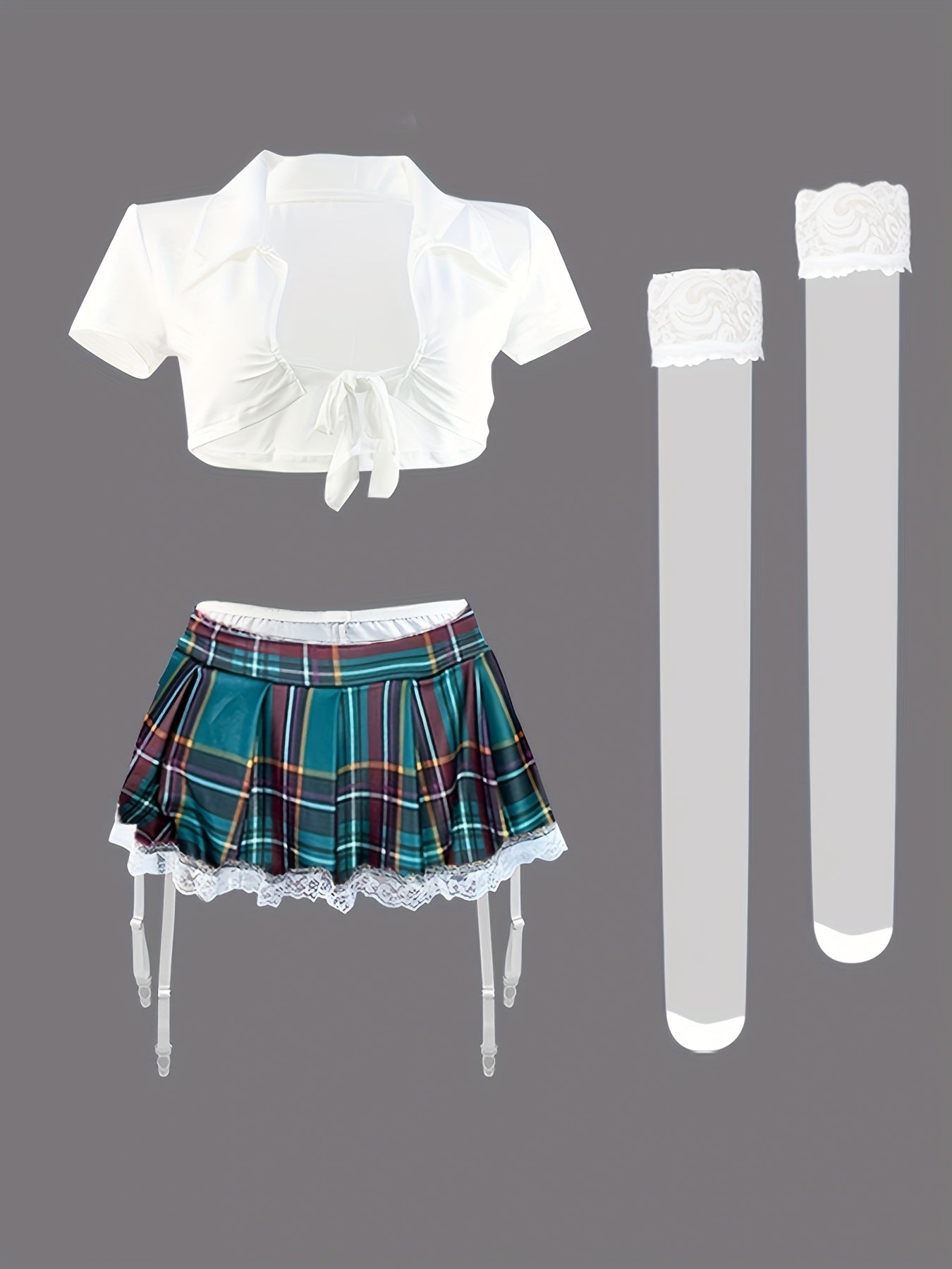 Women's Autumn Winter Uniform Set with Seductive Stockings and JK Skirt