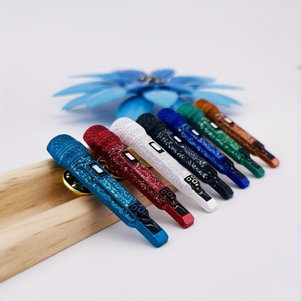 3D Microphone Brooch Pin Alloy Metal K-Pop Inspired Jewelry for Parties and Collectors