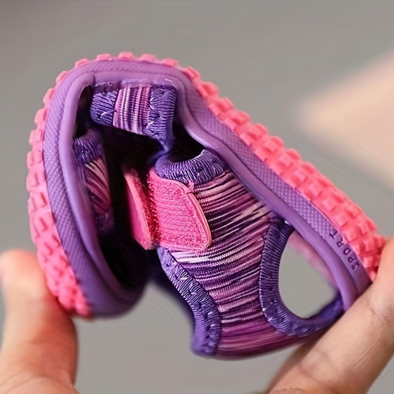 Girls Summer Breathable Striped Platform Sandals Low Top Wedge Toe Cap Anti-Slip Wear-Resistant