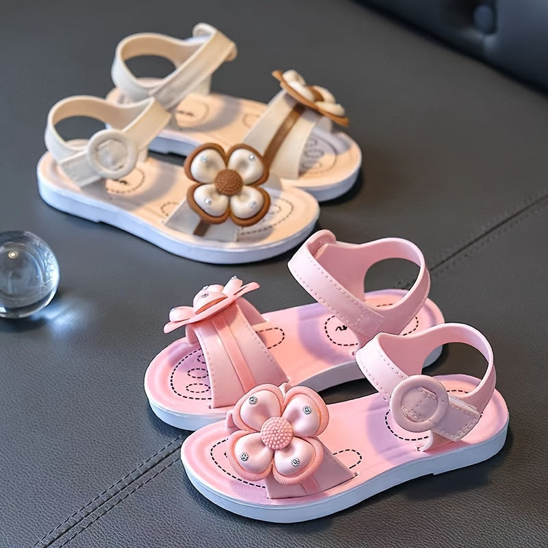 Girls' Floral Sandals for Kids 1-5 Years Non-Slip Soft Sole Summer Beach Shoes