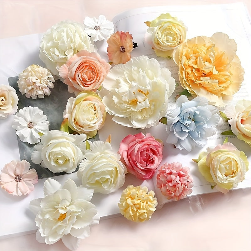 Silk Flower Heads for Home Decor Weddings and DIY Crafts 1 Pack