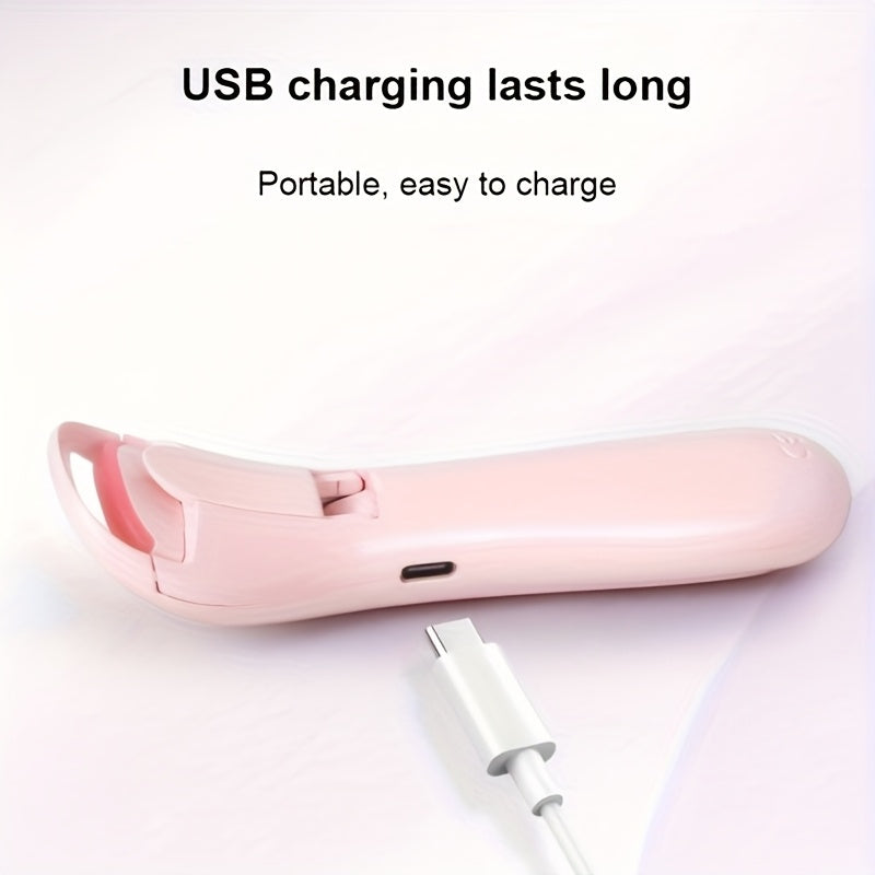 Electric Eyelash Curler USB Rechargeable Pink Radian Fit Compact Portable Gentle Care