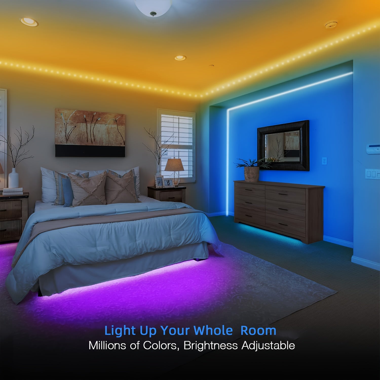 LED RGB Strip Lights 91cm-30m with Remote and App Control for Bedroom Home Decoration