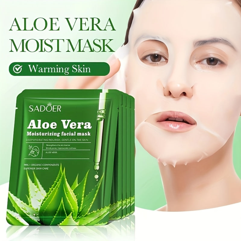 Adult Aloe Vera Facial Masks 3-6pcs Moisturizing Face Sheets Glycerin Nicotinamide Trehalose Alcohol-Free