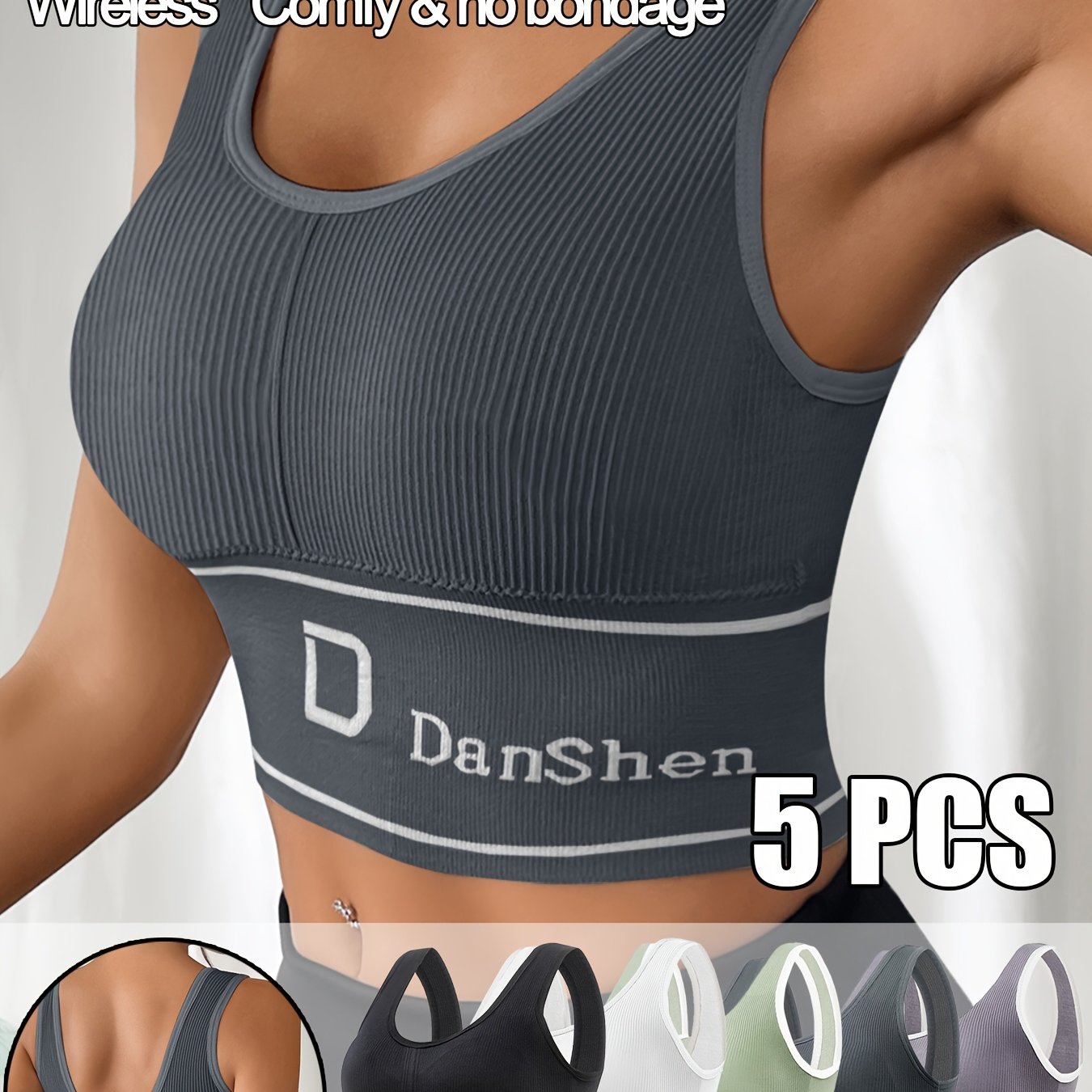 Women's Plus Size Sports Bra Tank Top Wire-Free Breathable Pack