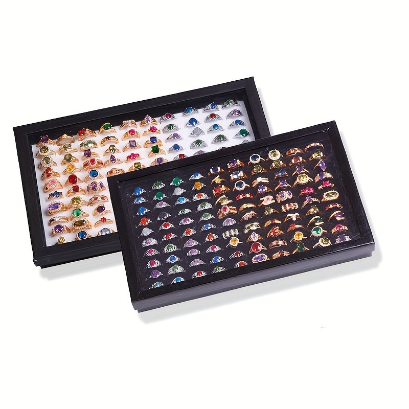 Caja de almacenamiento para joyas con 100 compartimentos para anillos y organizador de joyas