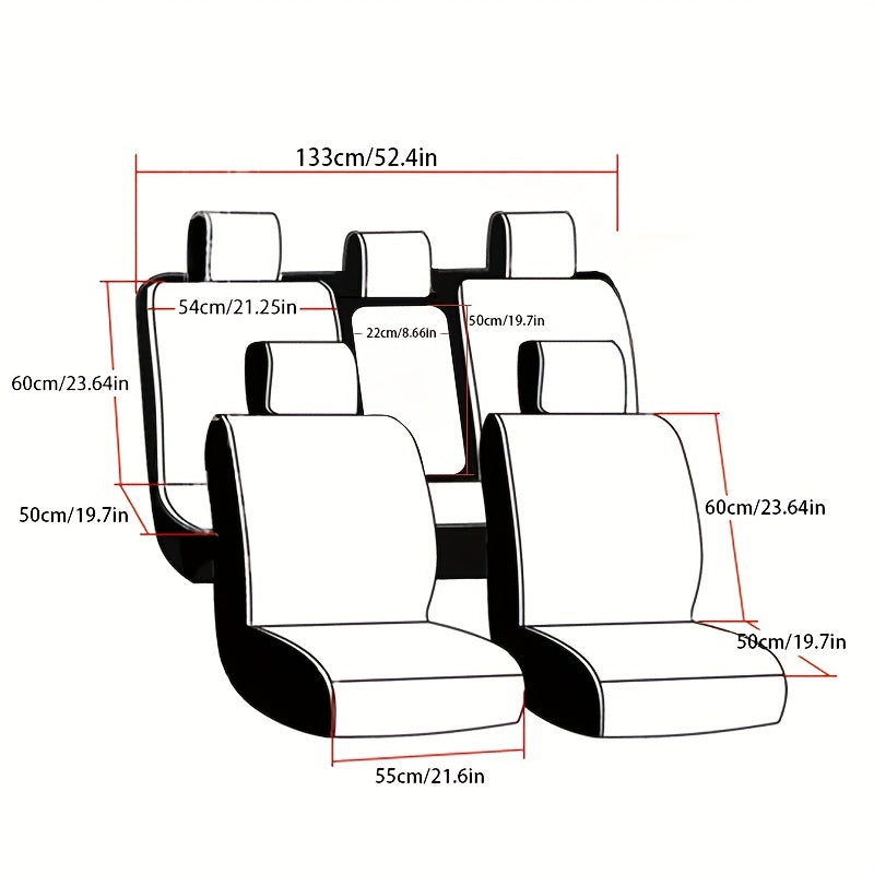 Machine Knit 5-Seater Car Seat Cover Full Enclosure All-Season PU Leather