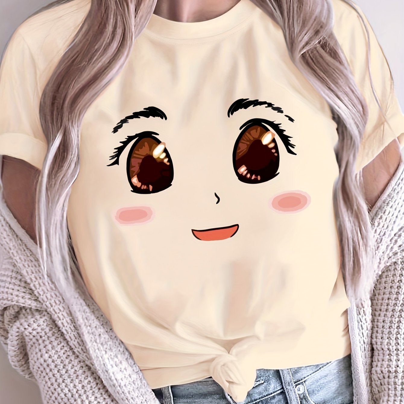 Women's Loose Large Size T-Shirt Spring Summer Casual Short Sleeve Breathable Fabric