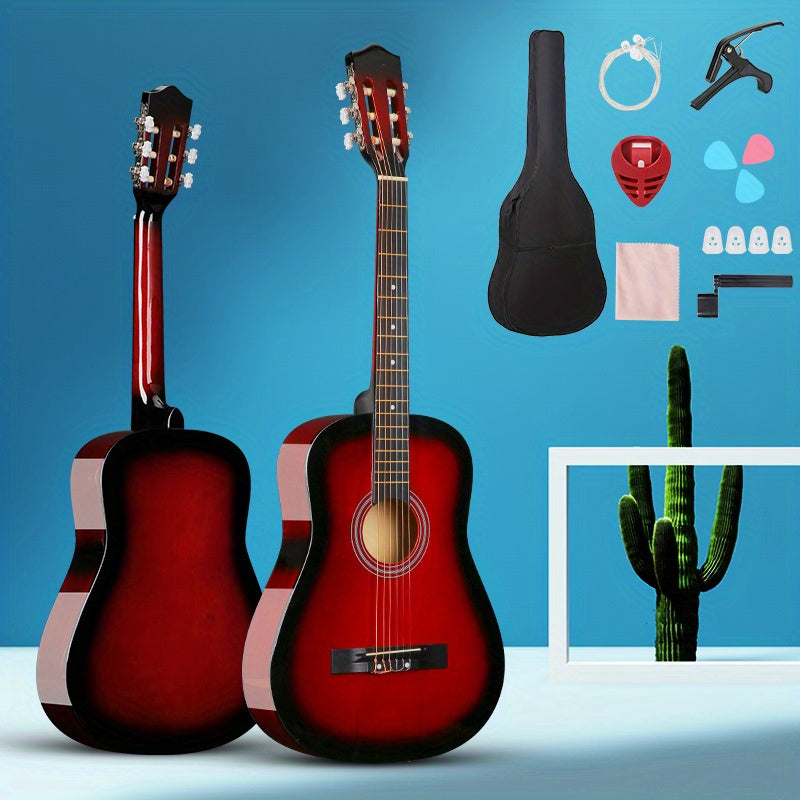 Kit de guitarra acústica clásica para adultos y adolescentes de 30/38 pulgadas con púas, bolsa y estuche