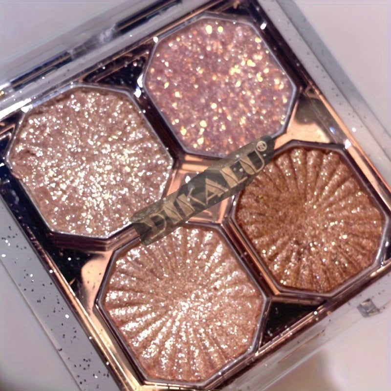 Женская палетка теней для век с блестками, 4 цвета, серо-коричневый с шиммером, роскошная