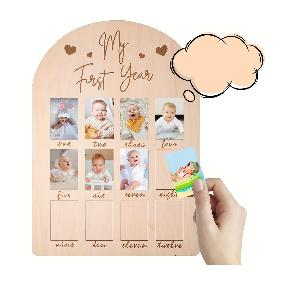 Деревянная фоторамка для празднования важных событий, настольная календарная карточка для домашнего декора - идеальный подарок на 1-й день рождения для мамы и декор детской комнаты