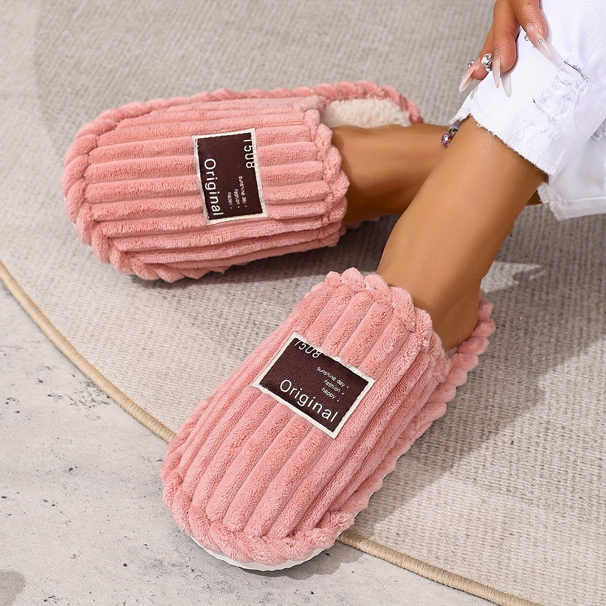 Women’s Faux Fur Slippers with Non-Slip EVA Sole, All-Season, 5 Colors