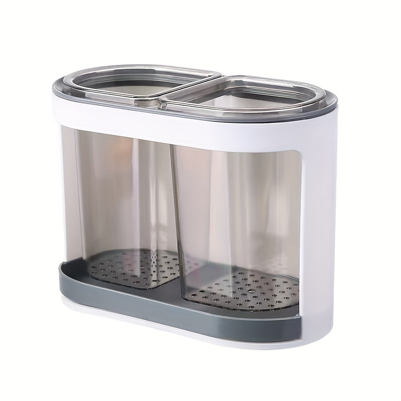 Wall-Mounted Kitchen Utensil Organizer with Drainage, Drill-Free Chopstick Holder