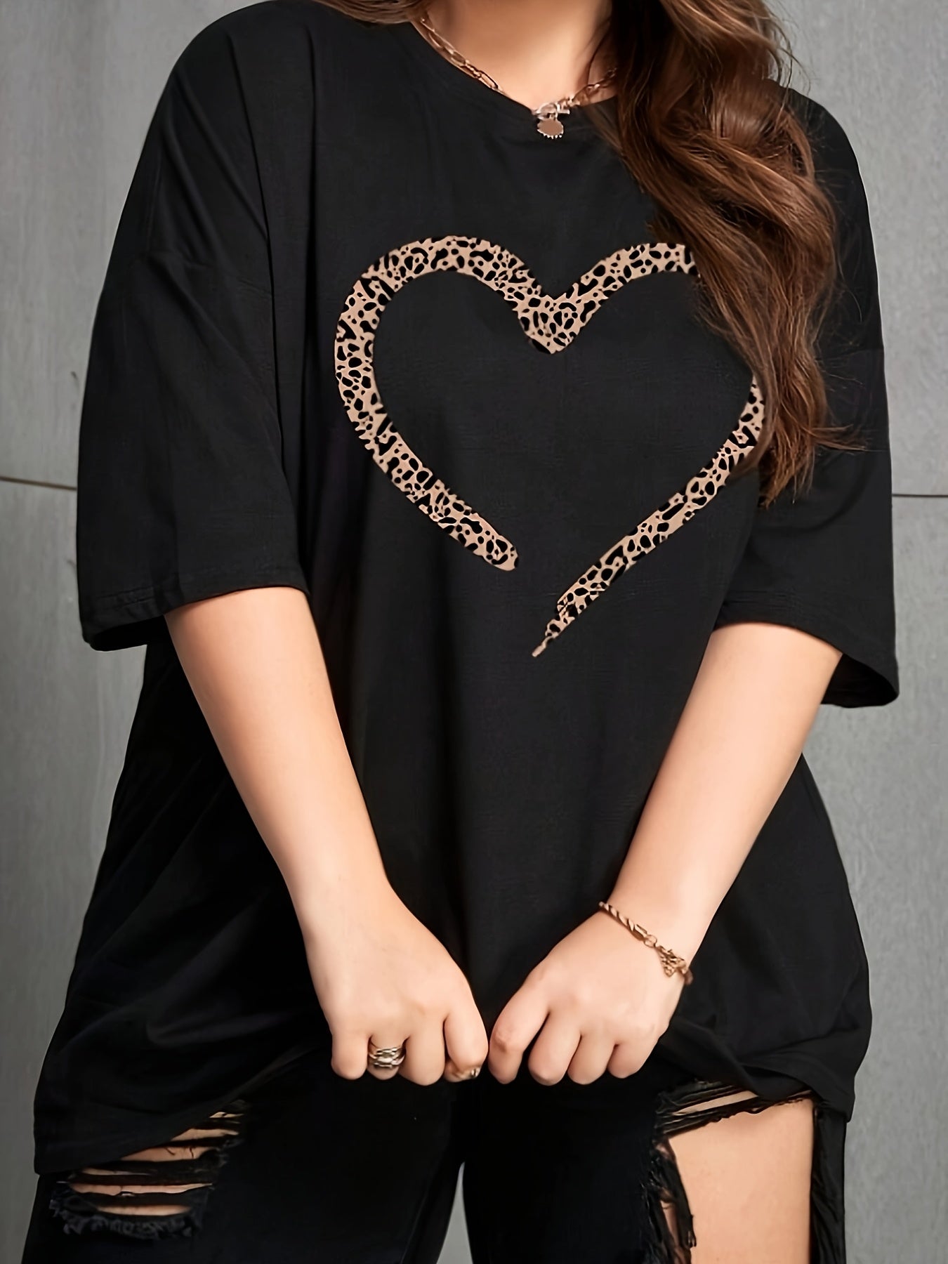 Plus Size Women's Short Sleeve T-Shirt Polyester Knit Casual All Seasons