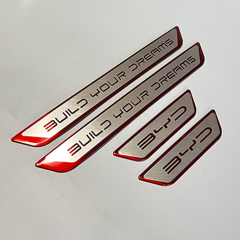 Car Exterior Door Sill Stainless Steel Welcome Pedal Anti-Scratch Carbon Fiber 4pcs