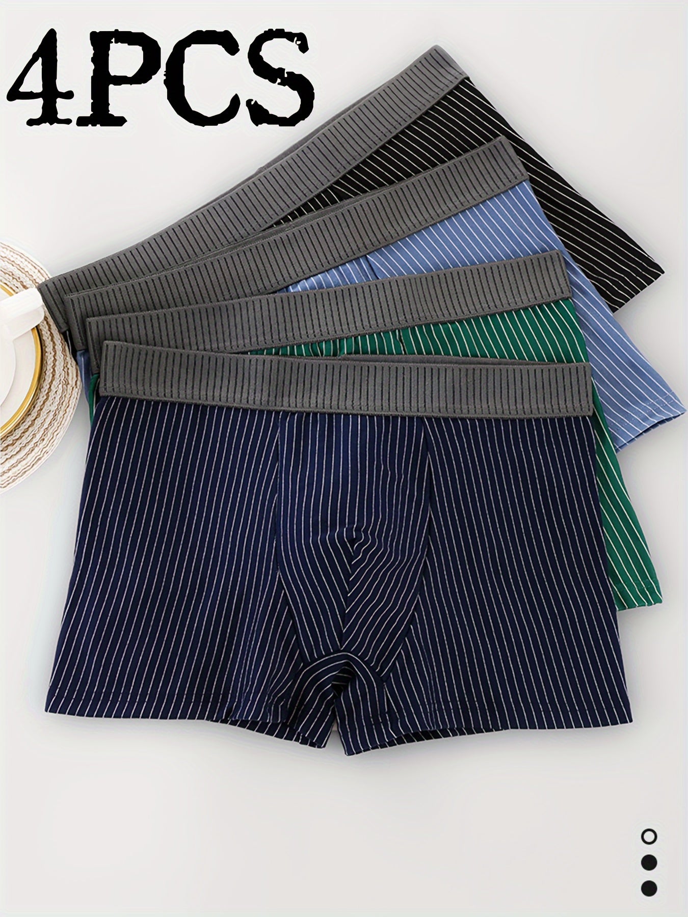 Men's Breathable Solid Color Flat Corner Shorts Underwear Pack of Four