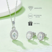 Sterling Silver Moissanite Necklace and Earrings Set for Holiday and Night Out