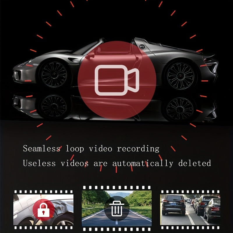 High-Definition Car Dash Camera with 1080P Front and 480P Rear Dual Cameras 4.3-Inch Screen Night Vision Wide-Angle