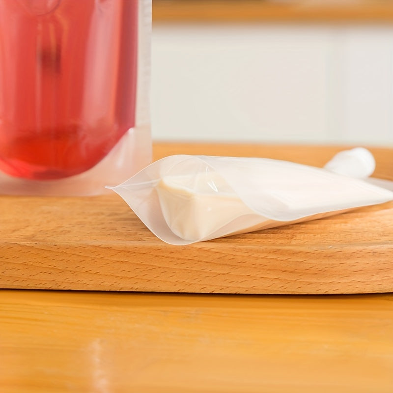 50 Transparent Nozzle Bags for Beverage Packaging Self-Sealing Plastic Bags