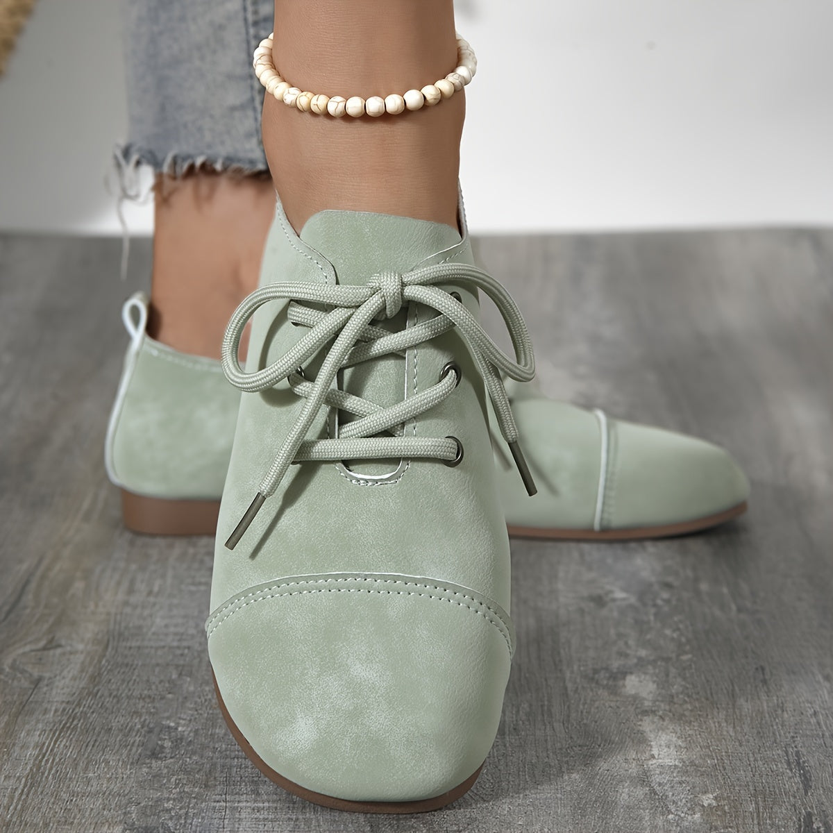 Women's Olive Green Mary Jane Flats Casual Comfortable All-Season Shoes