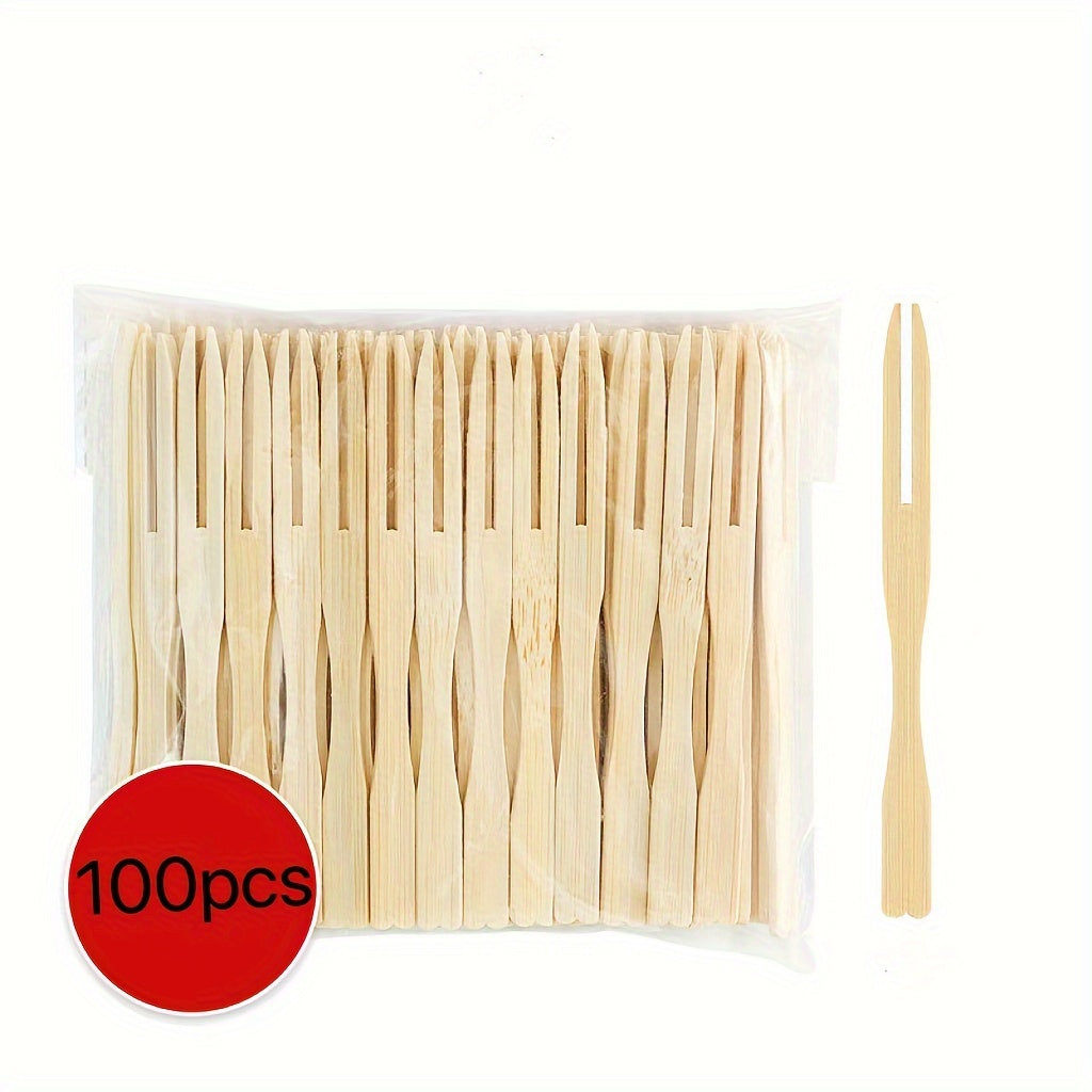 Disposable Mini Food Forks 100 Pack Double Fork Fruit Cocktail Party Tableware