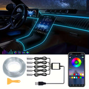 Car Interior RGB LED Strip Lights Ambient Lighting Kit with Music Sync