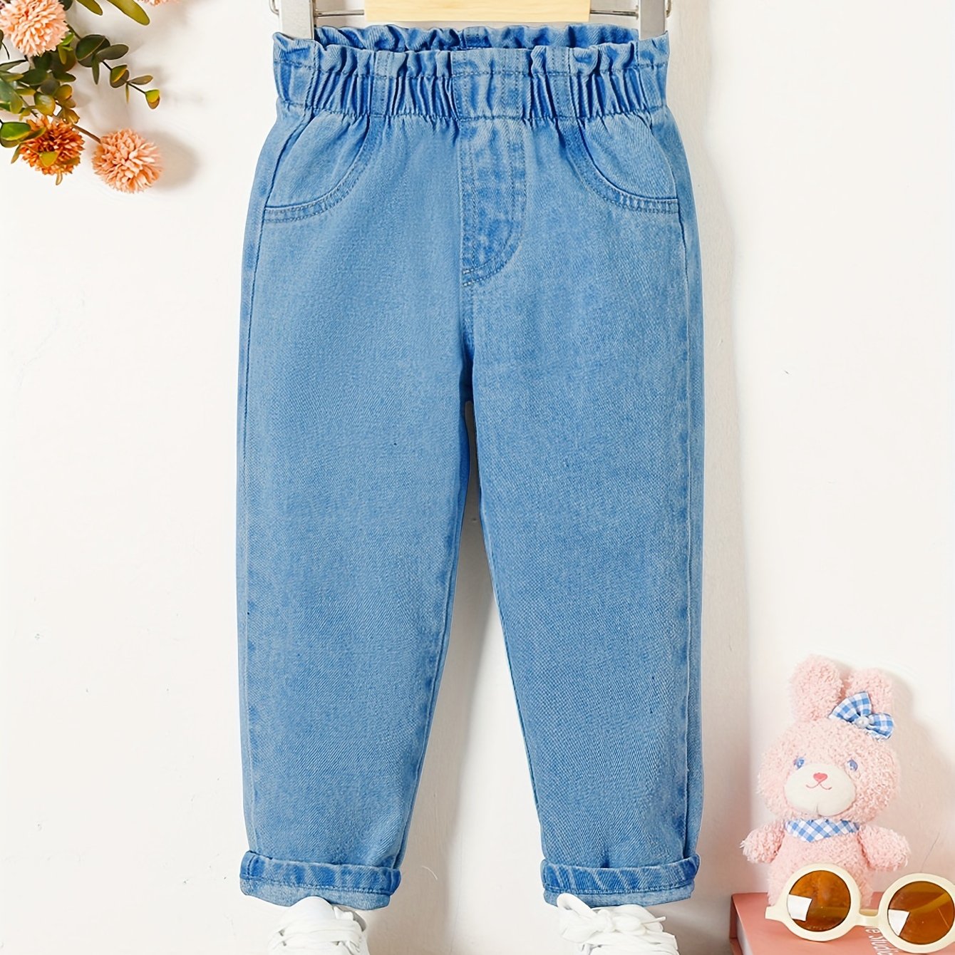Kids' Cotton Tapered Loose Fit Jeans for Casual Spring and Summer