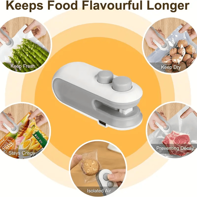Mini Snack Bag Sealer and Cutter Portable USB Rechargeable Vacuum Sealer for Food Storage