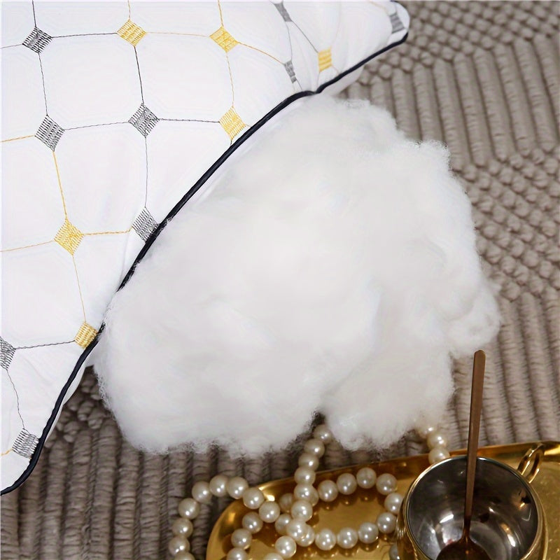 Изыскательная подушка для шеи гостиничного качества - мягкая, дышащая и гипоаллергенная альтернатива пуху для тех, кто спит на боку и спине, с застежкой на молнии из белого полиэстера, идеально подходит для спокойного сна.