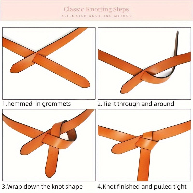 Women's Cowhide Leather Belt Knotted Girdle Corset for Dress Accessories