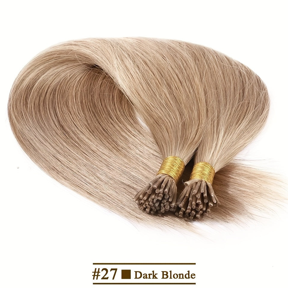 Натуральные волосы для наращивания прямые I Tip 50 шт. Цвет натуральный 40,6-66 см